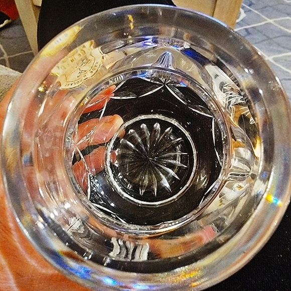 #Vintage #CrystalClear Polish 24% Lead Crystal Vase Floral Starburst Pattern - Picture 4 of 10